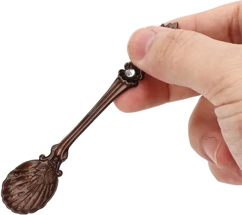 Vista 8 de Juego de 6 cucharas y tenedores, juego de 6 cucharas innovadoras de aleación de zinc, juego de tenedores y cucharas de postre para café, cubiertos