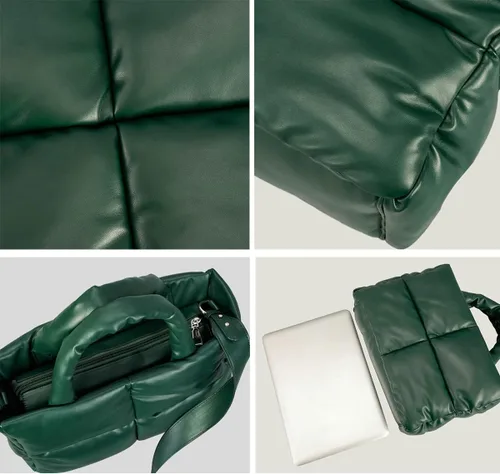Vista 8 de Bolsas hobo para mujer, suaves, acolchadas, con relleno, con asa superior, cuadradas, sólidas, bolsas de mano