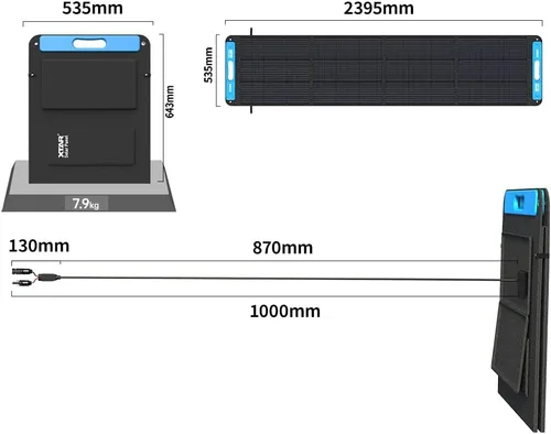 Vista 5 de XTAR SP150 Panel solar portátil de 150 W para estación de energía, cargador solar plegable con soporte ajustable, panel altamente eficiente
