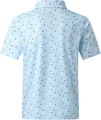 Vista 4 de DEOLAX Polo para hombre que absorbe la humedad, ajuste seco, camiseta de golf para hombre, ajuste regular, estampado de moda, manga corta