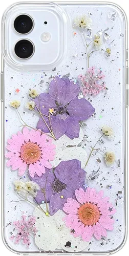 Vista 16 de Abbery - Funda diseñada para iPhone 12/12 Pro con purpurina, transparente y linda con diseño de mariposa, correa para la muñeca, brillante