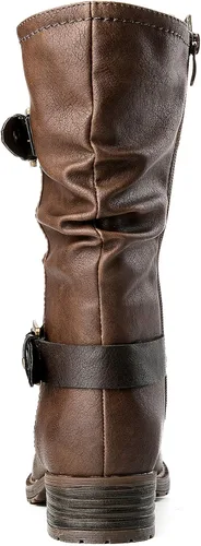 Vista 5 de GLOBALWIN - Botas de vestir a media pantorrilla para mujer, botas de motociclista para mujer
