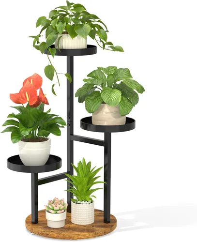 Vista 16 de LASZOLA Soporte Negro de Madera de 5 Niveles para Plantas de Interior para Macetas Más Grandes de Servicio Pesado, Estantes Verticales Resistentes