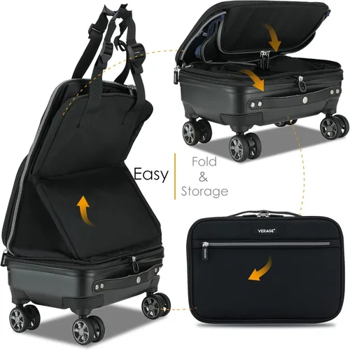 Vista 6 de VERAGE Equipaje extensible extraíble con ruedas giratorias, Negro -, Equipaje extensible extraíble con ruedas giratorias