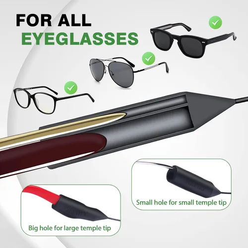 Vista 4 de SMARTTOP Correa para gafas, soporte ajustable con dos agujeros mejorados, correa de cuerda para anteojos sin cola, soporte para gafas de sol