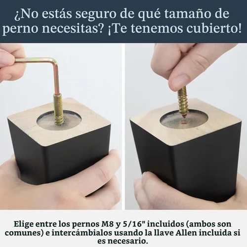 Vista 4 de Airy Abode Patas cuadradas premium de muebles en negro (kit de instalación completa) - Elige tu