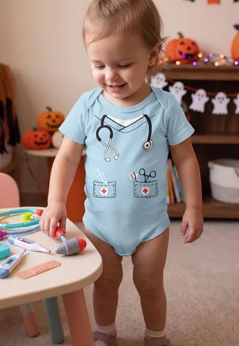 Vista 6 de Tstars Baby Doctor Enfermera Body Infantil Halloween Scrubs Niño Niña Aguamarina