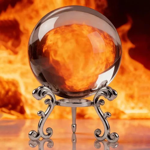 Vista 9 de Bola de cristal óptico transparente K9 de 3.94 pulgadas con soporte, esfera de vidrio decorativa para fotografía, decoración mágica de adivinación
