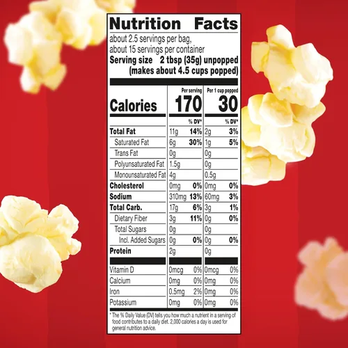 Vista 2 de Orville Redenbacher's Bolsa clásica de palomitas de maíz, mantequilla sin gluten, 19.74 onzas (paquete de 6)