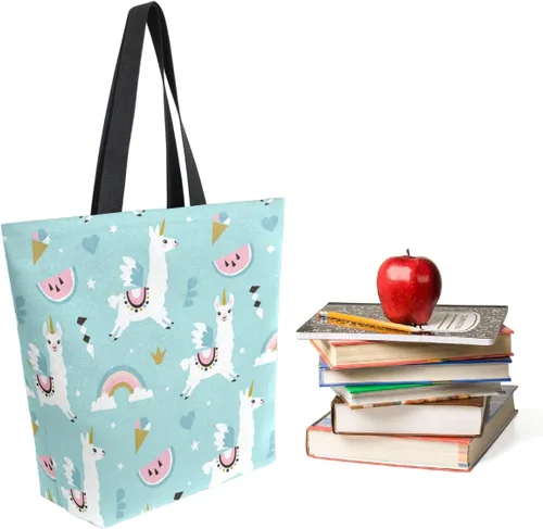 Vista 4 de ZzWwR Elegante bolsa de hombro extragrande con estampado para viajes a la playa, fin de semana, gimnasio, compras de comestibles.., Llama de dibujos