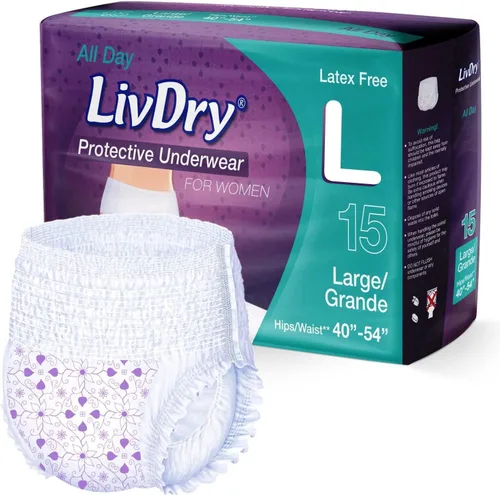 Vista 13 de Livdry M - Pañales para adultos para mujer durante la noche, máxima absorción definitiva, protección durante todo el día o la noche, talla mediana