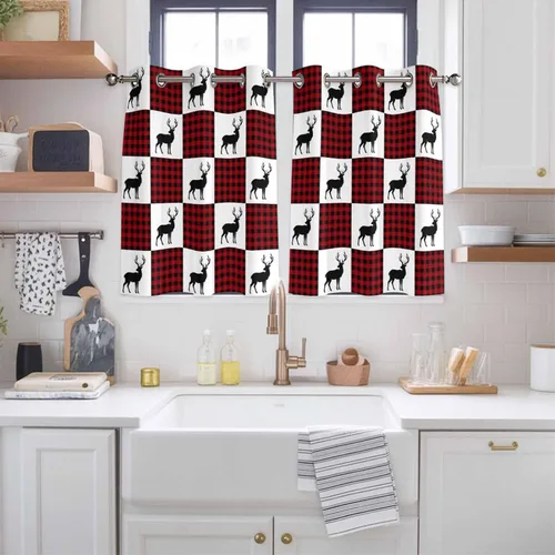 Vista 82 de Libaoge Cortinas de Navidad para cocina, dormitorio, juego de 2 paneles, diseño de muñeco de nieve de Navidad, cortinas de invierno con copos