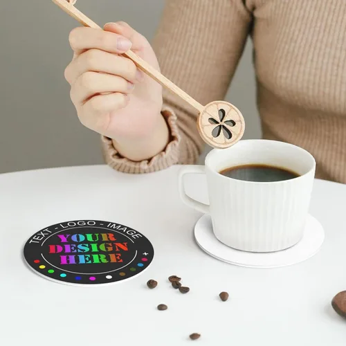 Vista 5 de Posavasos personalizados, resistentes al calor, antideslizantes, de cuero, para añadir tu foto, texto, logotipo, imagen para auto, taza de café
