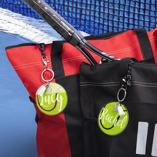 Vista 4 de Etiqueta de bolsa de tenis con nombre personalizado, regalo para jugador de tenis, entrenador, etiqueta de equipaje de tenis, regalo de tenis