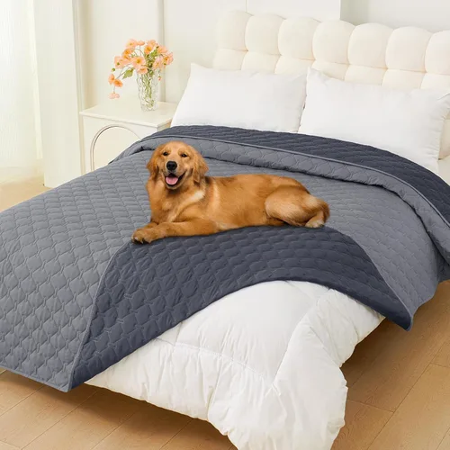Vista 26 de Smiry Funda impermeable para cama de perro, manta reversible para mascotas para sofá Manta suave lavable para perro, funda a prueba de fugas