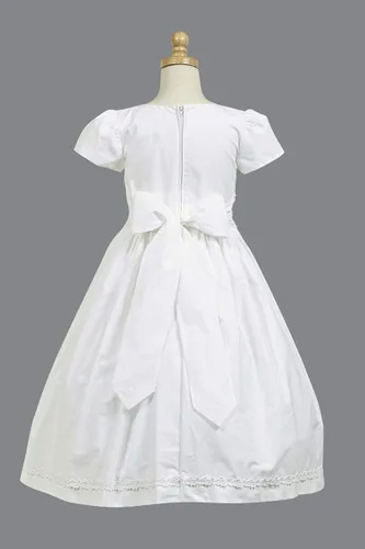 Vista 5 de Lito de algodón blanco Smocked Comunión Vestido de manga corta tamaño 712 10 Blanco