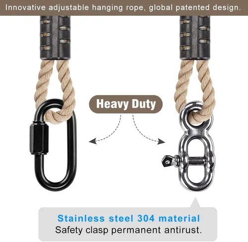 Vista 3 de SELEWARE Kit Colgante de Correas y Cuerdas para Hamaca Columpio de Árbol, Cuerda Ajustable Rápida y Fácil de Colgar Hamaca Silla Columpio