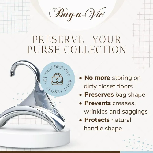 Vista 6 de Bag-a-Vie Colgador de bolso para armario, ganchos organizadores de bolsos para colgar bolsas y bolsos, proteger la forma de la bolsa y organizar