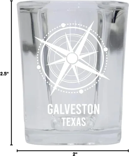 Vista 3 de Galveston Texas Beach Souvenir - Vaso de chupito de base cuadrada, 2 onzas, individual