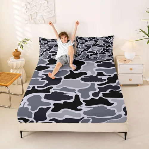 Vista 50 de Erosebridal Camouflage Sheets for Boys Girls Game Console Fitted Sheet,3D Gamer Controller Kids Bedding Sets Army Camo Bed Sets Twin 2 Piece Army