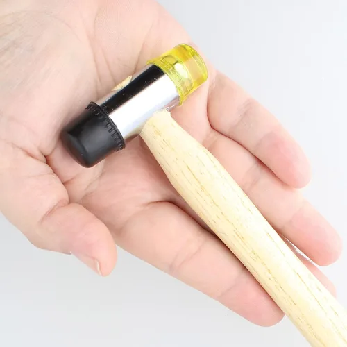 Vista 3 de The Beadsmith Martillo de plástico y caucho para joyeros, mango de madera de 9.5 pulgadas, cabeza de 3 onzas, caras de 0.669 in, uso para aplanar