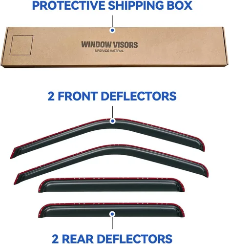 Vista 6 de Viseras de ventana para canal para Ford F250 F350 F450 F550 Super Duty de 1999-2016, despeje de viento para ventana lateral para 99-16 F-250 F-350