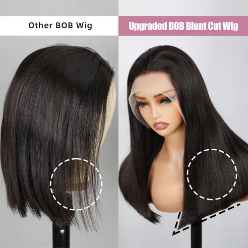Vista 4 de Pelucas de cabello humano lacio con encaje frontal de hueso de 13 x 4 para mujeres negras, densidad del 200 %, peluca frontal de encaje transparente