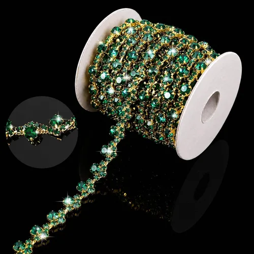 Vista 9 de Kigeli Bling Adorno de Diamantes de Imitación con Cadena de Cristal, Adorno de Diamantes de Imitación para Costura, Adornos para Vestidos DIY, Ropa