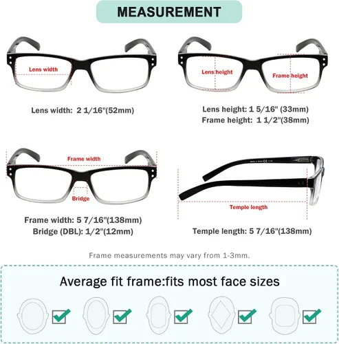 Vista 3 de (Debe comprar ambos ojos) Negro Claro Ojo Izquierdo+0.00 Gafas de lectura con diferente fuerza para cada ojo