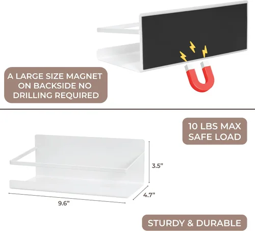 Vista 2 de NHZ Estante magnético para especias, refrigerador magnético para especias, estante magnético, estantes metálicos para refrigerador con imanes extra
