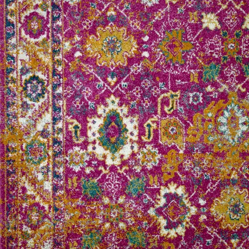 Vista 9 de Leick Home 594234 Laraline - Alfombra rectangular vintage de medallón turco con collage de medallón fucsia desteñido, para sala de estar