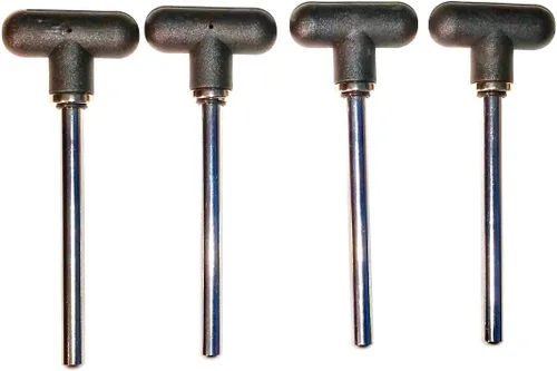 Vista 2 de Pasador magnético, extensible (3/8 pulgadas de diámetro y 5-1/2 pulgadas de espacio de bloqueo) con mango en T negro, llave de repuesto universal