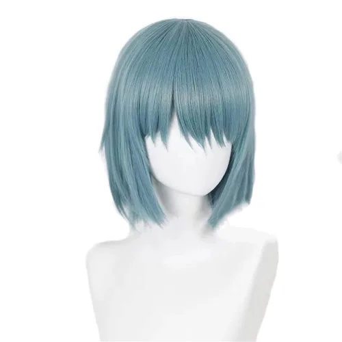 Vista 4 de Xingwang Queen Anime Puella Magi Madoka Magica Miki Sayaka Cosplay peluca con dos horquillas corto gris azul pelucas de fiesta para mujeres y niñas