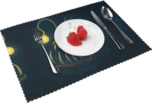 Vista 17 de Rectangular Placemats Set of 4, Heat Resistant Abstract Marbling Printed Kitchen Dining Table Mats