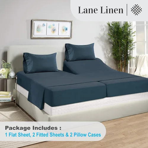 Vista 110 de LANE LINEN - Sábanas individual 100% algodón egipcio suave, cómodo y grueso de calidad de hotel, costuras reforzadas totalmente elásticas, sin