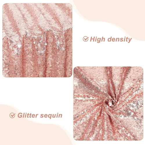 Vista 2 de PartyDelight - Mantel de lentejuelas, rectangular, 60 x 102 pulgadas, oro rosa