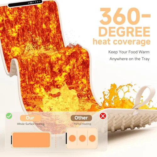 Vista 4 de Tapete de calentamiento para alimentos – Bandeja de calentamiento eléctrica, XXL (36 x 16 pulgadas), tapete calentador de alimentos