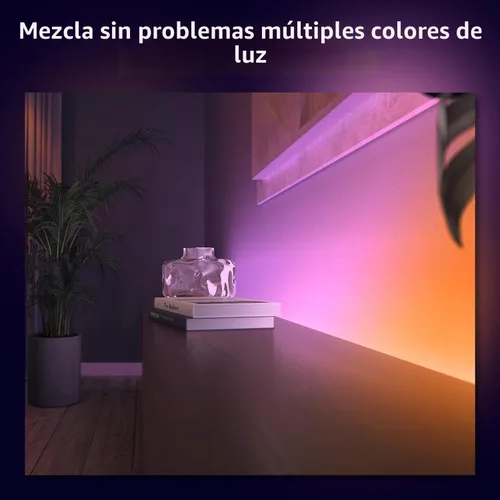 Vista 4 de Philips Hue Extensión de tira de luz LED inteligente de 3 pies para interiores, efecto multicolor fluido, requiere kit base, 1 paquete, control