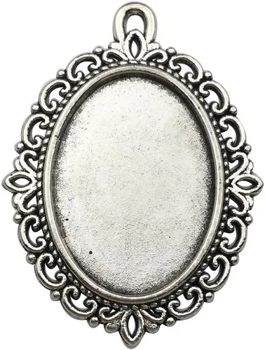 Vista 5 de 20 unidades de bandejas base para colgante con bisel oval de 18 x 25 mm, bandejas de engaste de cabujón, colgantes en blanco, 20