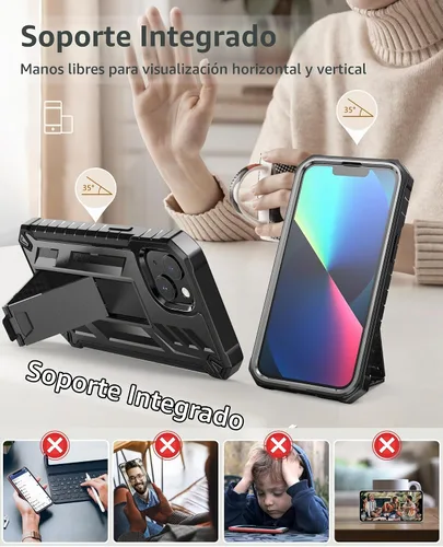 Vista 2 de SOiOS - Funda para iPhone 13, 14 y 15, con protector de pantalla integrado, color negro