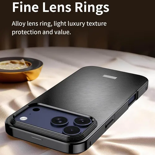 Vista 3 de Funda a prueba de golpes para iPhone 17 Pro Max /17 Pro/Air/17, cubierta de bisel de metal con bordes elevados, carcasa protectora resistente a