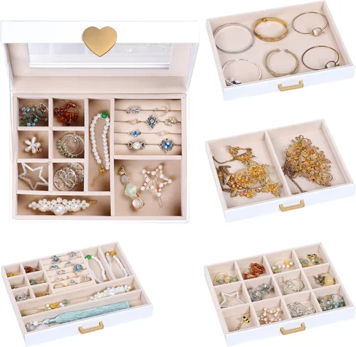 Vista 6 de Kendal Joyero organizador para mujer oro blanco corazón LJC4DRWH