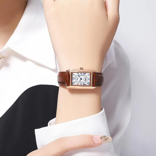 Vista 3 de FANMIS Reloj de pulsera rectangular vintage para mujer, reloj de cuarzo analógico para mujer, ultrafino, reloj de pulsera para mujer, reloj