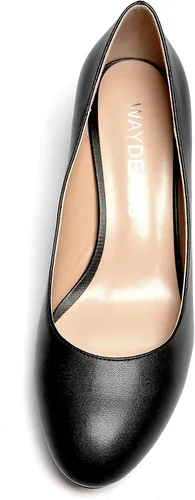 Vista 6 de WAYDERNS Zapatos de tacón bajo grueso con punta redonda mate para mujer, 2 pulgadas