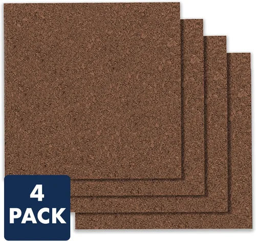 Vista 2 de Cuarteto de placas de corcho, paneles de corcho para tablero de anuncios 12 x 12 x 3/8 pulgadas, marrón oscuro, paquete de 4 (101)