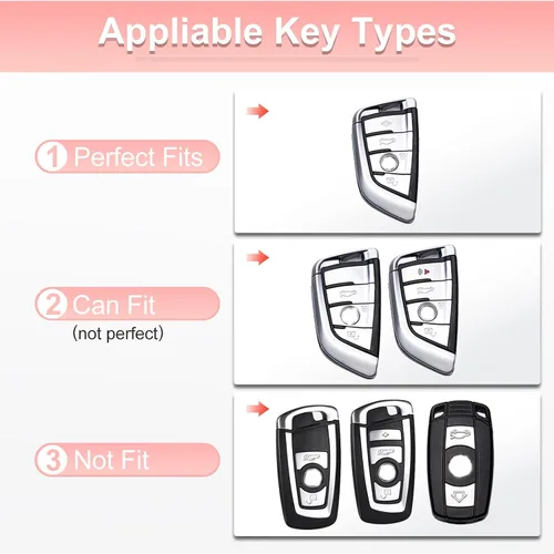 Vista 2 de Funda para llavero rosa Pangpai para BMW, carcasa de TPU suave con llavero brillante, compatible con BMW X1 X2 X3 X5 X6 X7 y Serie 1 2 3 4 5 6 7 8