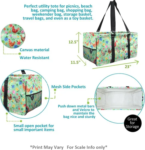 Vista 278 de NGIL Bolsa de comestibles reutilizable extra grande plegable de gran tamaño para comestibles, almacenamiento, picnic, playa, Estampado