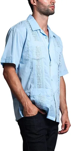 Vista 4 de G-style EE. UU. Remera playera mangas cortas de guayabera cubana para hombres