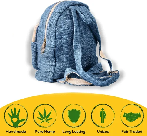 Vista 2 de Core Hemp Mini mochila, Himal-azul, Bolso mochila de cáñamo