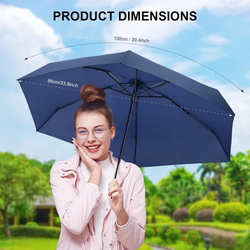 Vista 2 de LEAGERA Compact Travel Umbrella with Case - Mini Umbrella for Purse, Small Lightweight &Tiny Umbrellas Design Perfect for Parasol Outdoor